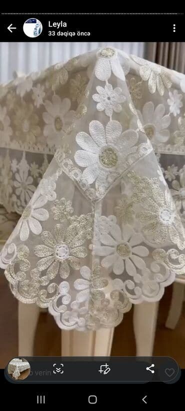 бабочки для декора: Məhsul: Naqişli masa örtüyü - Material: Şəffaf tüllü əsas üzərində — 3