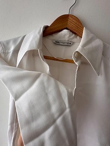 Личные вещи: ZARA qadın köynəyi – klassik ağ, düyməli model - Rəng: ağ - Kəsim — 2