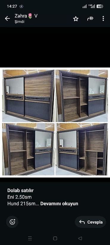 kitab refi mebel: *Dolab satılır* Eni 2.50sm Hund 215sm Derinlik 65 sm *Qiymet 250 azn* — 1