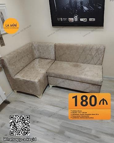 Künc divan, Mətbəx üçün, Parça, Bazalı, Açılan