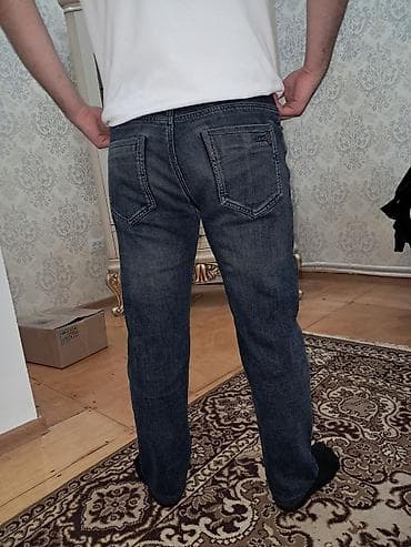 crop geyim: Kişi cins şalvarı - Rəng: tünd mavi/indigo, yüngül solğun effektli - — 2