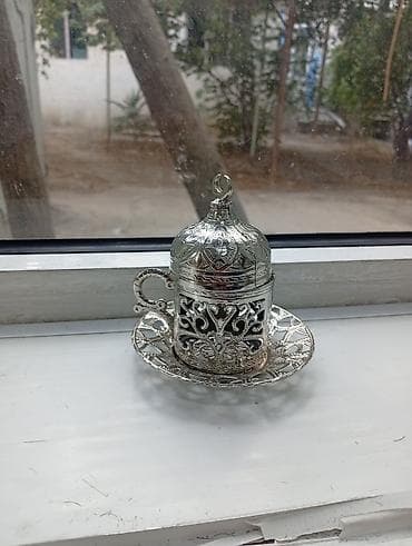 Qəhvə dəsti, rəng - Gümüşü, Metal