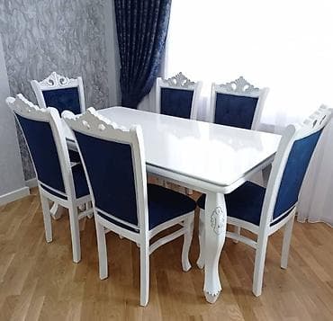 Для гостиной, Б/у, Нераскладной, Прямоугольный стол, 6 стульев at lalafo.az Для гостиной, Б/у, Нераскладной, Прямоугольный стол, 6 стульев
