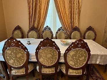 Klassik üslubda yemək otağı dəsti - Komplekt: iri düzbucaqlı masa +