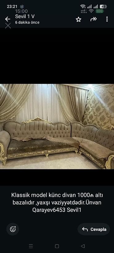 şamdan al: Klassik model künc divan 1000₼ altı bazalıdıryaxşı — 1