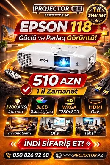 Smart TV bokslar: İşlənmiş Portativ Proyektor Epson, Ödənişli çatdırılma — 2