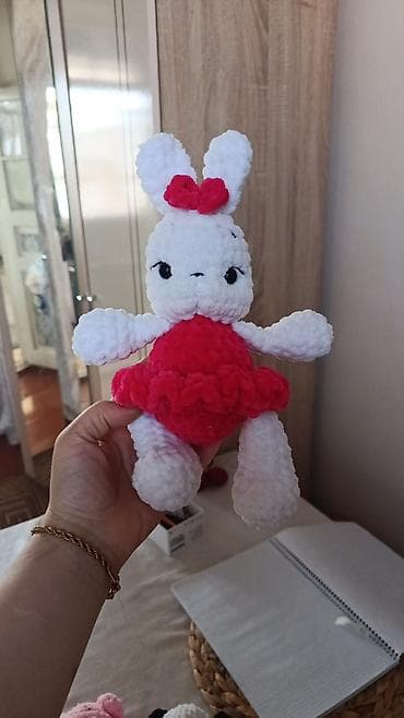 Yumşaq oyuncaqlar: Amigurumi dovşan oyuncağı – əl işi toxunma - Material: yumşaq — 4