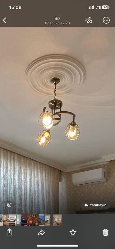 mətbəx üçün çılçıraq: Çılçıraq, 3 lampa, Metal — 2