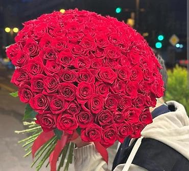 ucuz gullər: 101 Roza🌹120₼ 60 sant - Qırmızı qızılgül buketi: sıx və həcimli — 4