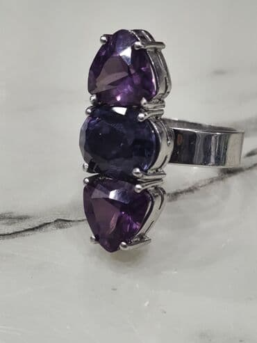 tək qaş uzuk: Üzük, Ağ qızıl, 583 Əyar, Aleksandrit, 5.00+ Karat — 1