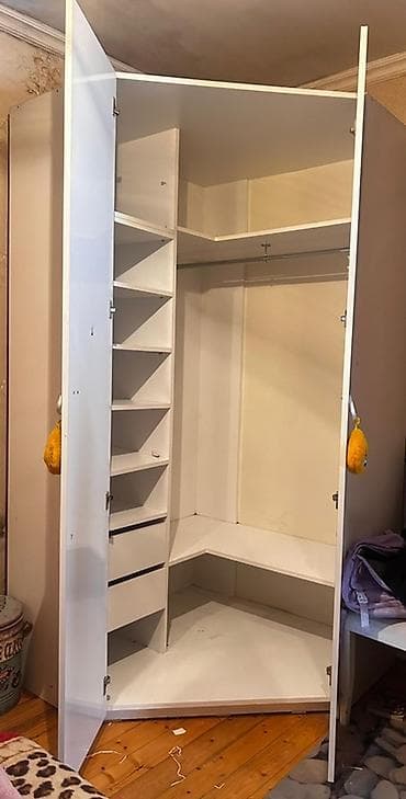 2 qapılı, Siyirməli, Ağ, Digər material, Açılan, Künc dolab — 2