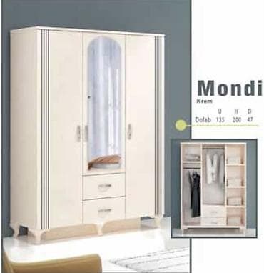 Mondi krem rəngli geyim dolabı Fabrik istehsalı mebellərin topdan