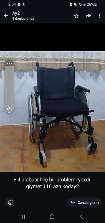 Mexaniki əlil arabası - Yüngül və möhkəm metal karkas - Qatlana bilən