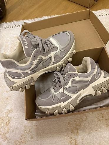 krosofka: Balmain Storm Sneaker kişi/kadın idman ayaqqabısı - Rəng: boz və krem — 1