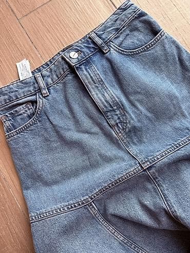 randm dazzle 7500: Denim ətək - Model: kloş kəsimli, panel tikiş detalları ilə - Rəng — 3