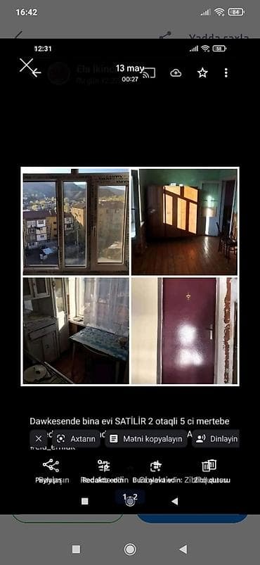 ev alqı: Dawkesəndə 5-ci mərtəbədə yerləşən 2 otaqlı bina evi.Qiyməti 20.000 — 1