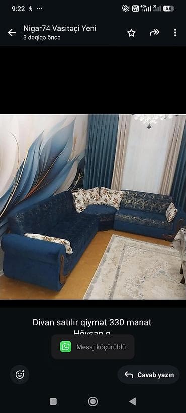 Divan satılır qiymət 330 manat 
Hövsan q 
Nigar 74