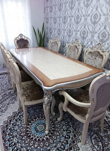 Masalar və oturacaqlar: Qonaq otağı üçün, Yeni, Açılmayan, Dördbucaq masa, 8 stul — 1