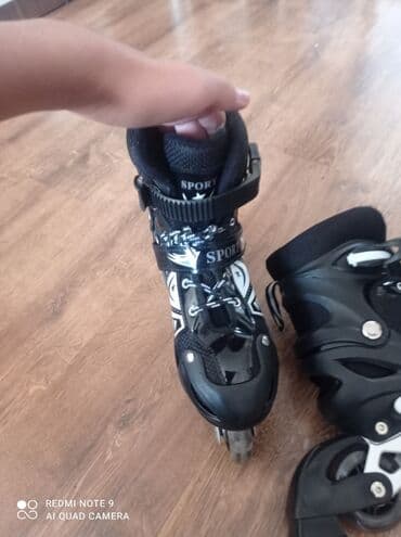 детские самокаты с родительской ручкой: İnline konkisürmə üçün təkərli konki - Rəng: qara-ağ - Üzərində — 1