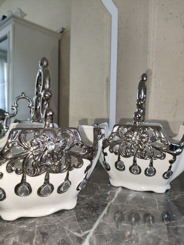 Çaydanlar və qəhvədanlar: Dekorativ keramika səbətləri (2 ədəd) - Material: ağ keramika korpus — 1