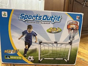Игрушки: Uşaq üçün 2‑si 1-də idman dəsti – futbol qapısı və basketbol səbəti — 3