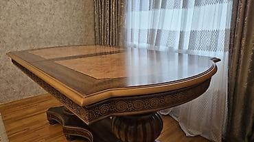 acılan stol: Klassik masa, İşlənmiş, Açılan, Taxta, Dördbucaq masa — 2