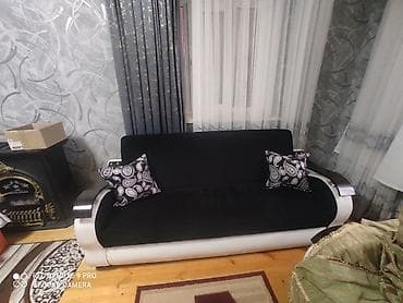 resm seti: Qonaq otağı dəsti – divan və 2 ədəd kreslo - Rəng: qara — 3