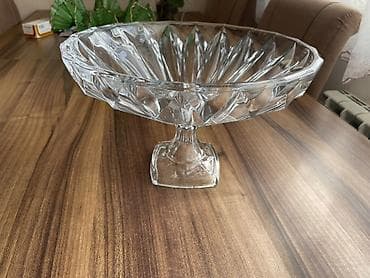 Şüşə ayaqlı meyvə/süfrə qabı - Material: şəffaf qalın şüşə - Dizayn