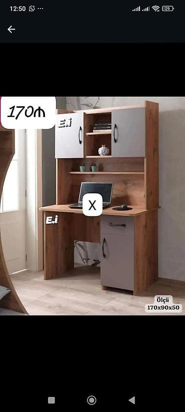 Mebel: Künc masa, Polkalı, Siyirməli, Teksturalı laminat, Zəmanətsiz, Kredit yoxdur — 1