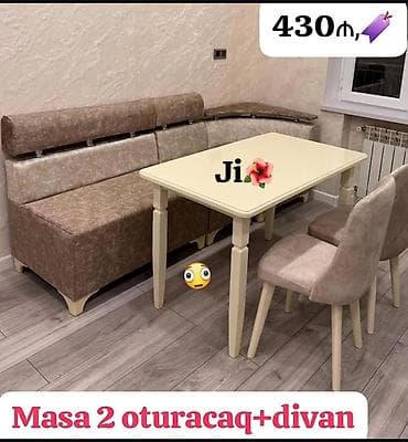 divan ustu: Mətbəx üçün masa və oturma dəsti seçimləri 1) Masa + 4 oturacaq – 299 — 4