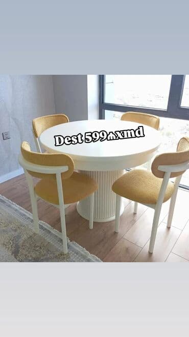 Mətbəx üçün, Yeni, Açılmayan, Yumru masa, 4 stul