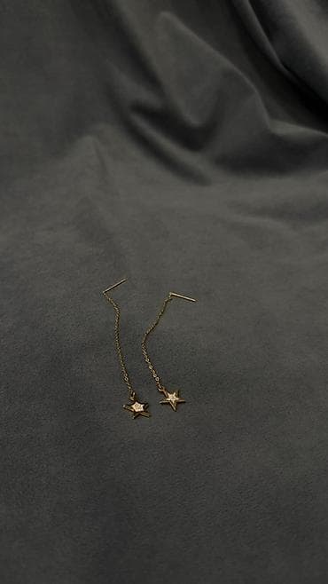 dt 7: Şık aksessuarlar kolleksiyası - Ulduz asqılı zəncirli sırğa – nazik — 5