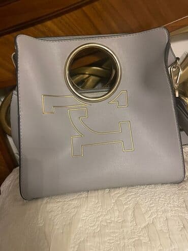 Qol saatları və aksesuarlar: Boz rəngli qadın çantası - Material: hamar süni dəri - Rəng: açıq/boz — 2