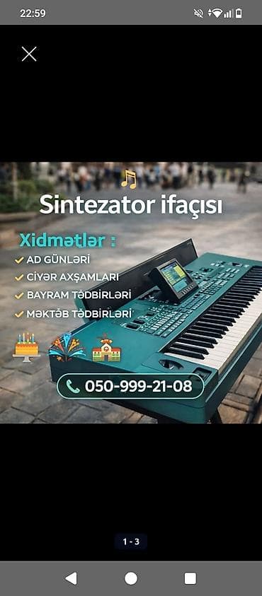 Sintezator ifaçısı xidməti Peşəkar canlı sintezator musiqisi ilə