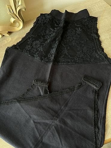 paltar qadın: Qara rəngli qadın koftası – krujeva detallı - Model: qolsuz, boğazı — 4