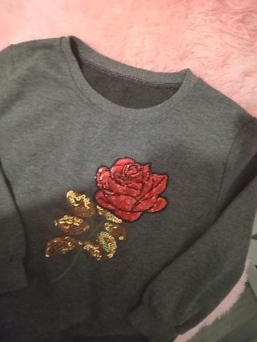 cool geyimler: Qız uşaqları üçün geniş boğazlı, teze 5-6yasa uzunqollu svitşot. Tünd — 1