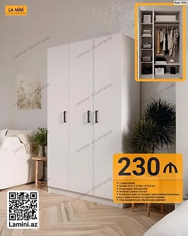 bal: 3 qapılı paltar dolabı - Ölçülər: D 47 x H 200 x E 120 sm - Rəng — 1