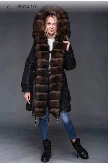 женские шапки из чернобурки: Парка с мехом песца, Одевали пару раз, как новая, размер S-M — 1