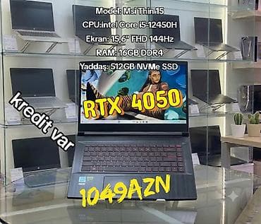 ucuz oyun laptop: MSI Thin 15 oyun/yaradıcılıq noutbuku - Prosessor: Intel Core — 1