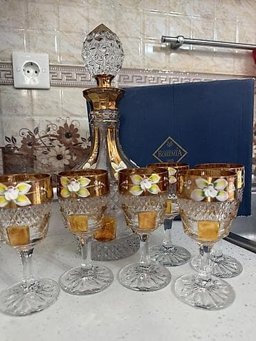 Qab-qacaq və mətbəx ləvazimatları: Bohemia Crystal 1845 – qraf və badə dəsti - Material: Orijinal — 3
