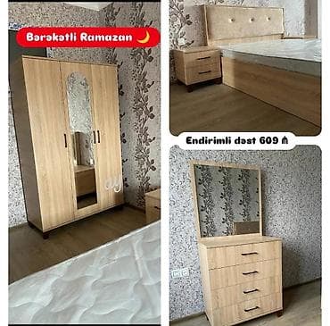 lider mebel: Yataq otağı mebel dəsti - Üslub: ağac teksturalı, minimalist dizayn — 1