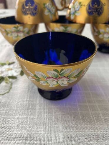 caydan qiymətləri: Çay dəsti, rəng - Göy, Kobalt, Bohemia, 6 nəfərlik, Çexiya — 3