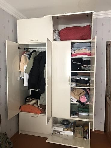 uşaq dolabi: Ağ rəngli 6 qapılı paltar dolabı - Material: parlaq MDF/LDSP tipli — 4