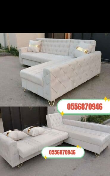 Masalar və oturacaqlar: Künc divan, Yeni, Açılan, Bazalı, Vеlur parça, Pulsuz çatdırılma — 5