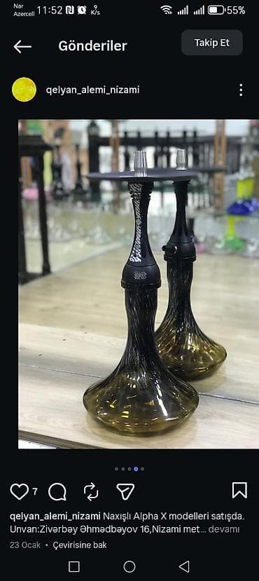 bas: Qəlyan – metal gövdəli, şüşə kolbalı tam dəst - Material: paslanmayan — 7