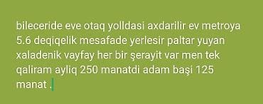 berdede kiraye evler 2022: Biləcəridə evə otaqyoldaşı axtarılır. Ev metroyadək təxminən 5–6 — 1