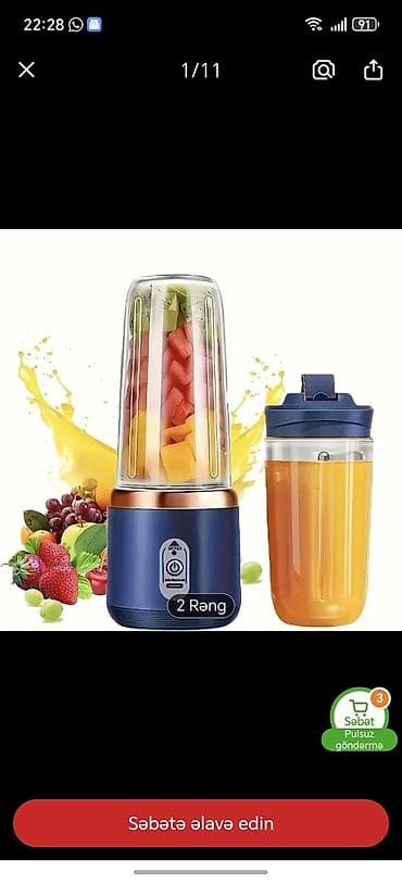 Portativ şirəçiçək/blender – evdə və yolda smoothies, kokteyl və uşaq