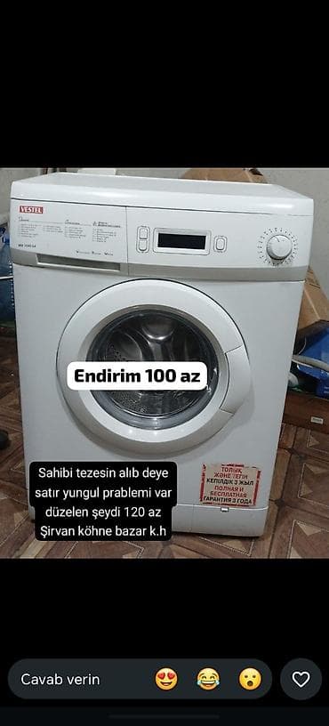 vozol 6 k: VESTEL VWM 1040 E4 paltaryuyan maşın - Ön yükləmə, 6 kq-a yaxın yuma — 1