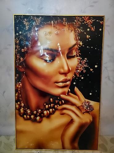 qara sam: Möhtəşəm Lüks "Qızıl Qadın" tablosu (72x112 cm) – Təzə Kimi, Qızılı — 1