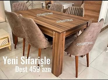 Qonaq otağı üçün, Yeni, Açılan, Dördbucaq masa, 6 stul — 10